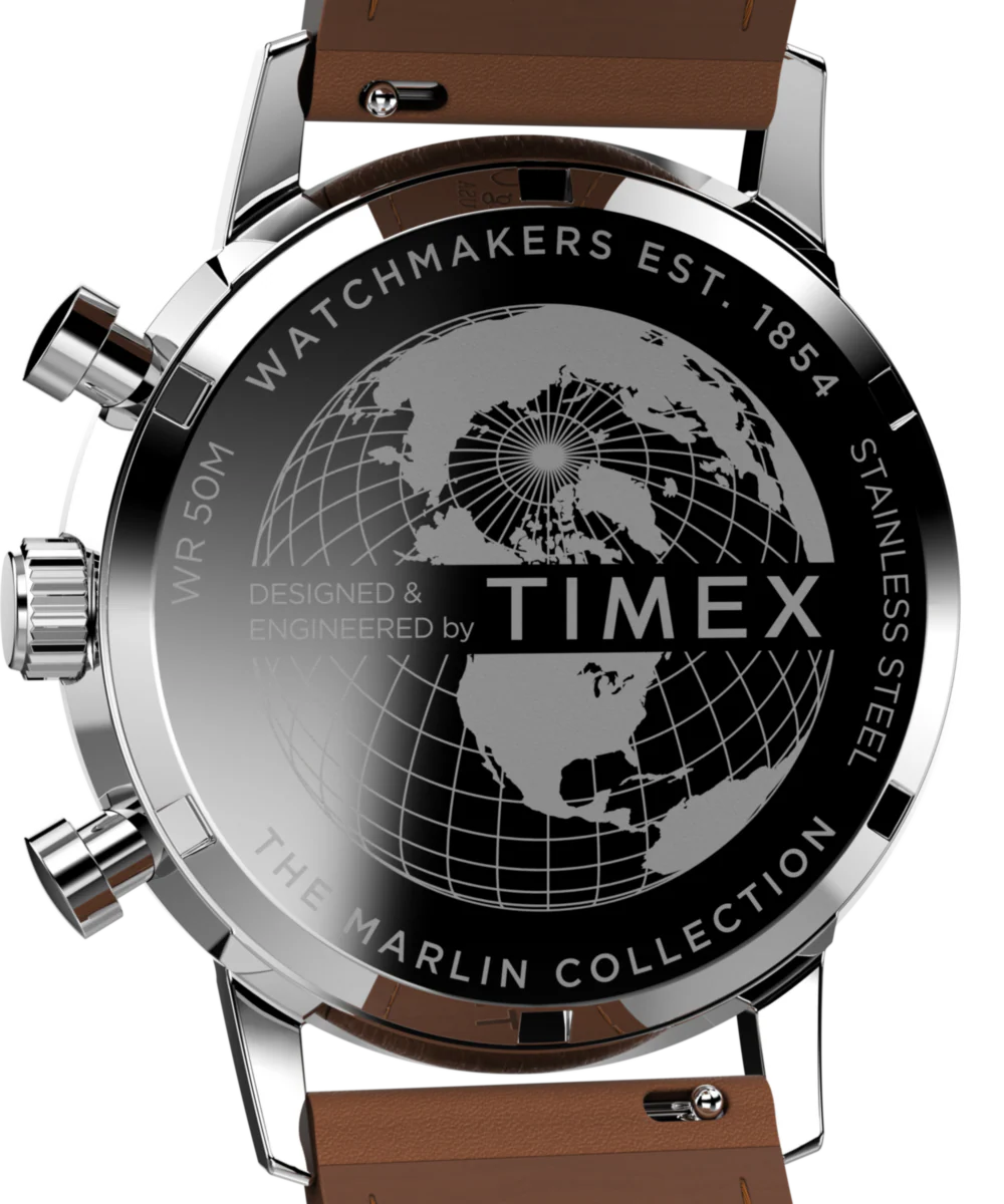 Marlin® Chronograph Tachymeter 40mm Leather Strap Watch - Image 4