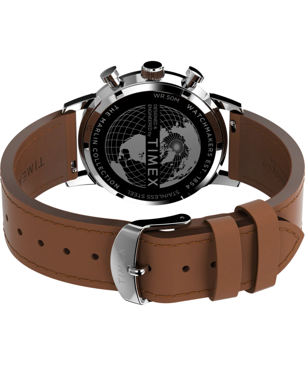Marlin® Chronograph Tachymeter 40mm Leather Strap Watch - Image 5