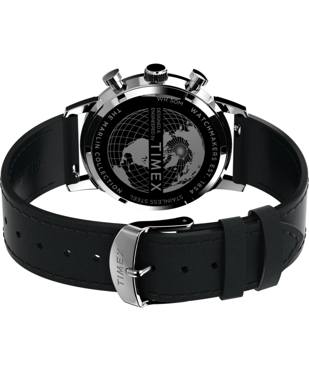 Marlin® Chronograph Tachymeter 40mm Leather Strap Watch - Image 5