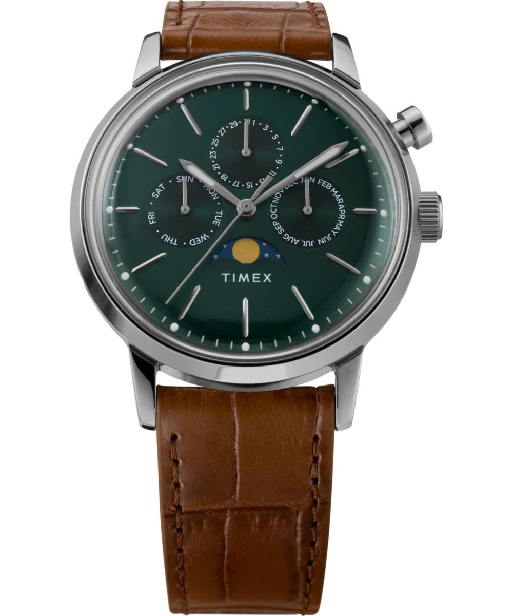 Marlin® Moon Phase 40mm Leather Strap Watch - Image 6