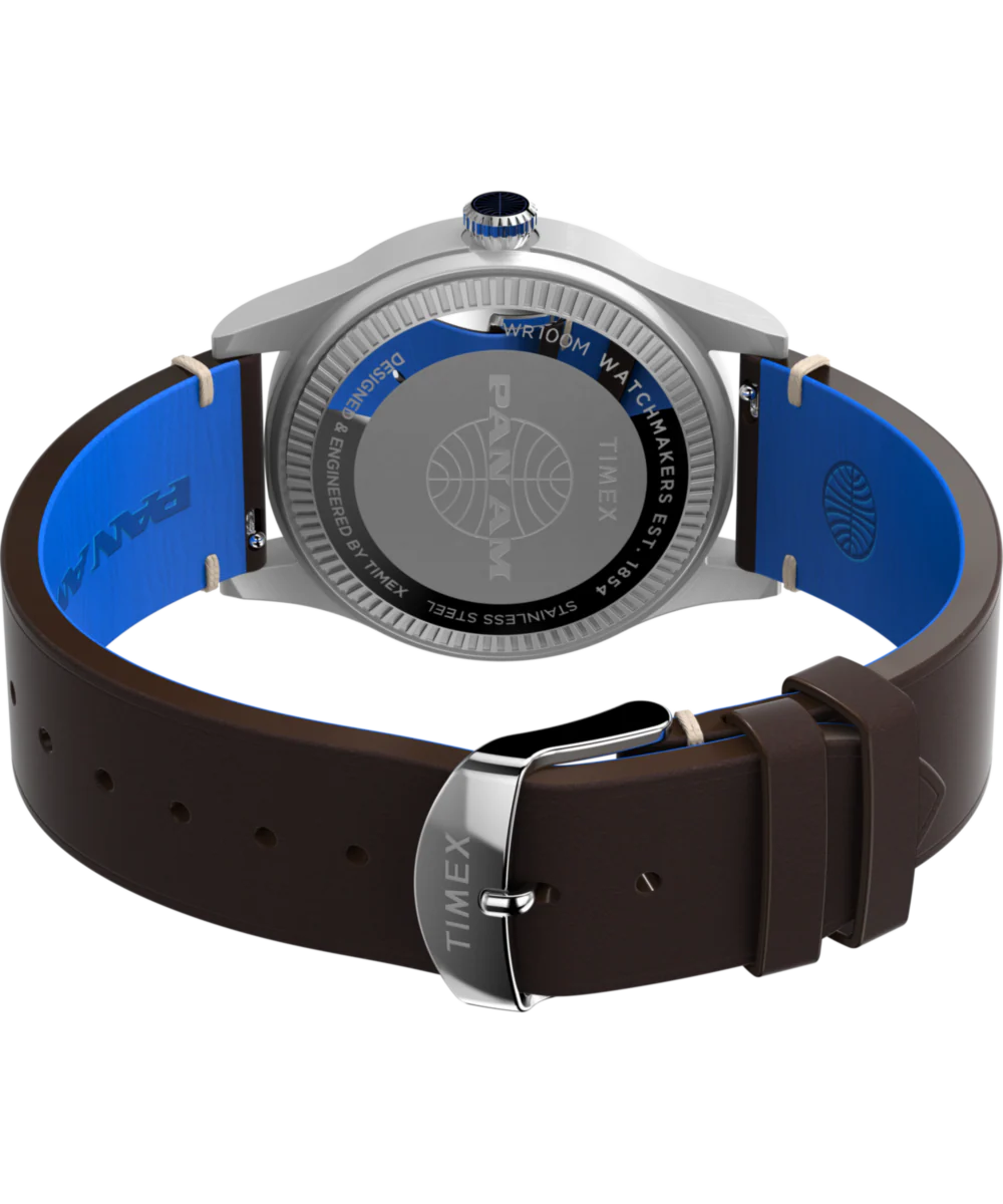 Pan Am® x Timex Waterbury GMT 39mm Leather Strap Watch - Image 5