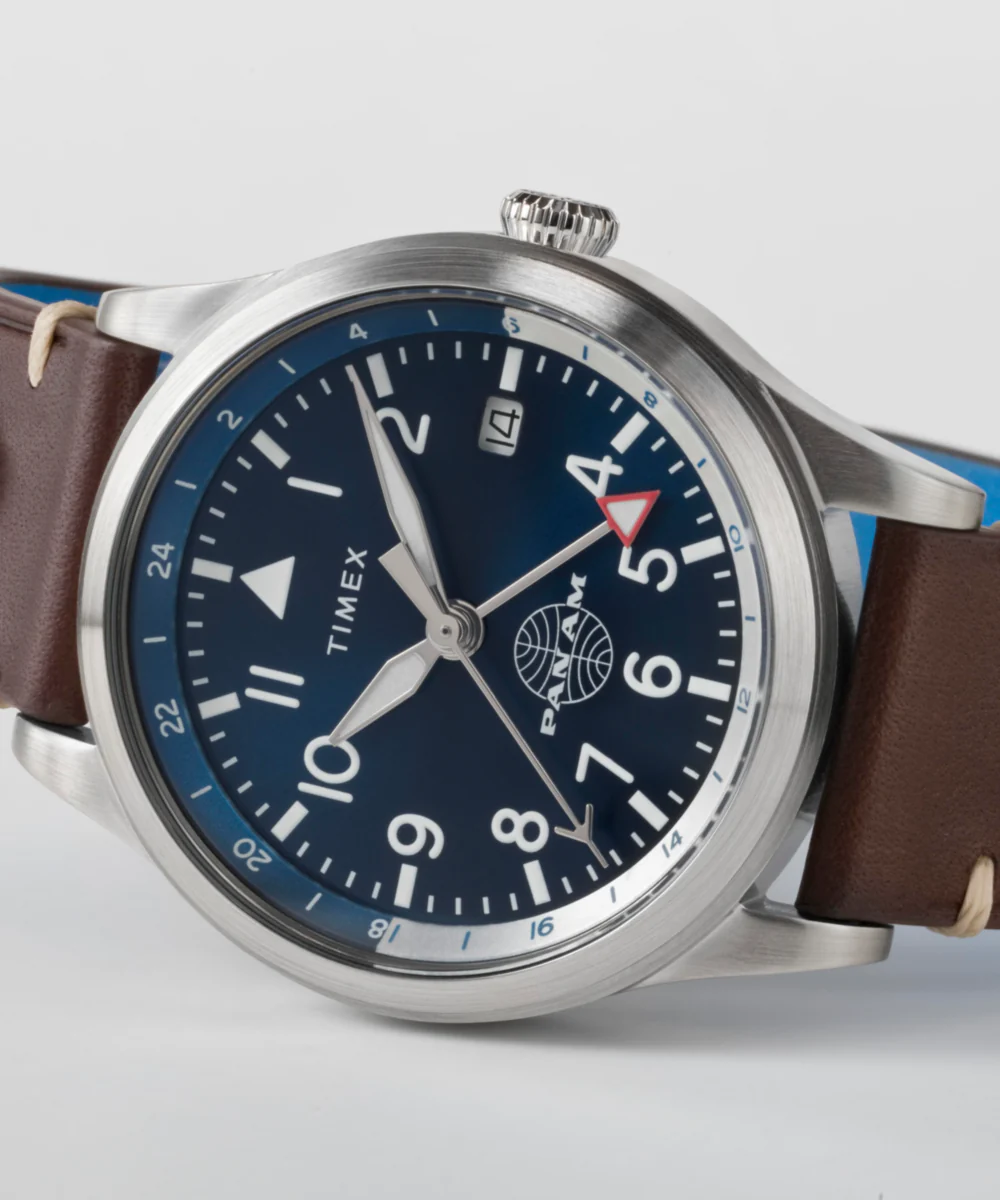 Pan Am® x Timex Waterbury GMT 39mm Leather Strap Watch - Image 6