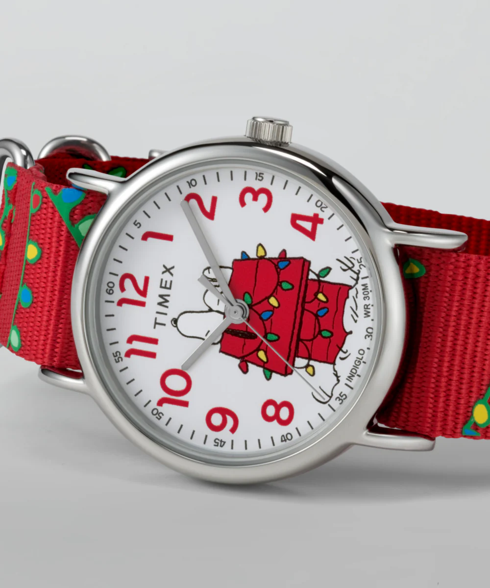 Peanuts® x Timex Weekender Holiday 38mm Fabric Strap Watch - Image 6