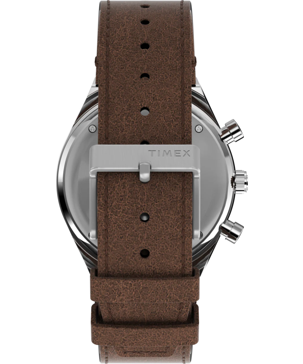 Q Timex Chronograph 40mm Leather Strap Watch - Image 3