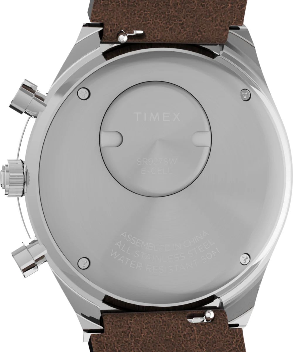 Q Timex Chronograph 40mm Leather Strap Watch - Image 4