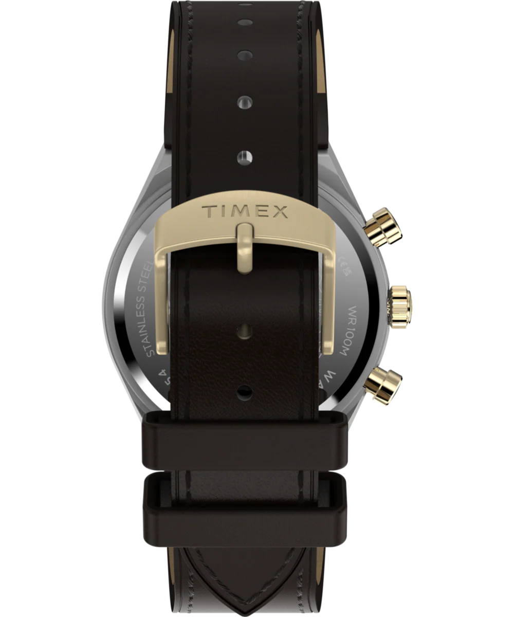 Q Timex Continental Chronograph 40mm Leather Strap Watch - Image 3