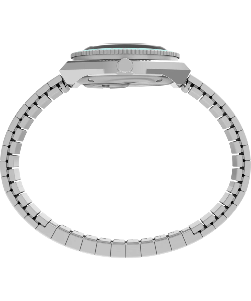Q Timex® Mini 30mm Stainless Steel Expansion Band Watch - Image 3