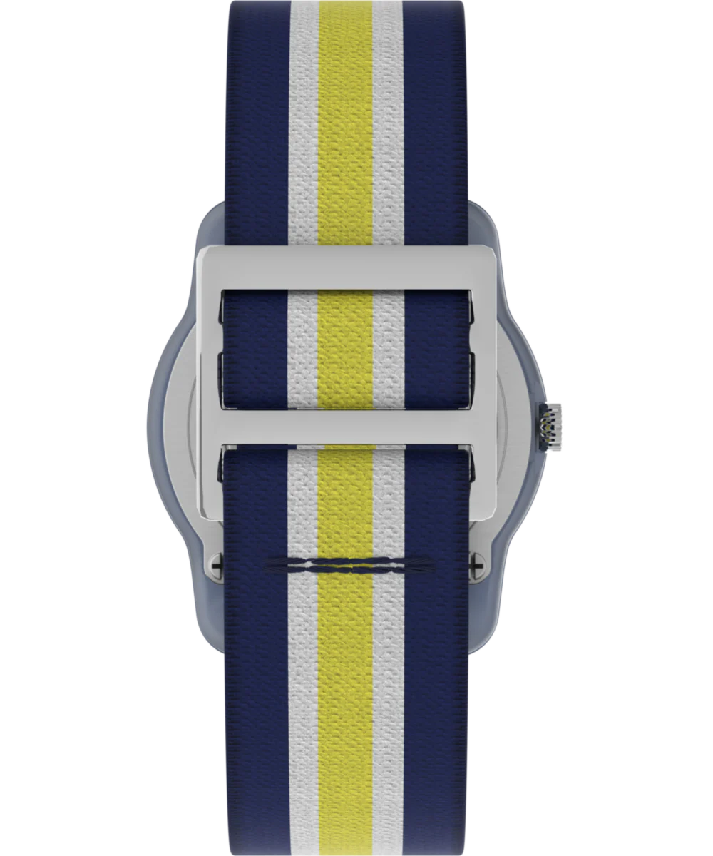 TIMEX TIME MACHINES® 29mm Blue/Yellow Stripe Elastic Fabric Kids Watch - Image 3