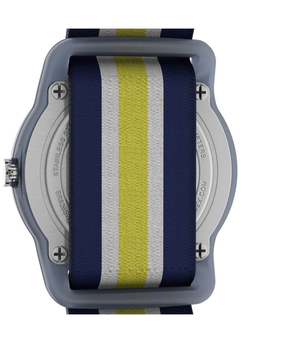 TIMEX TIME MACHINES® 29mm Blue/Yellow Stripe Elastic Fabric Kids Watch - Image 4