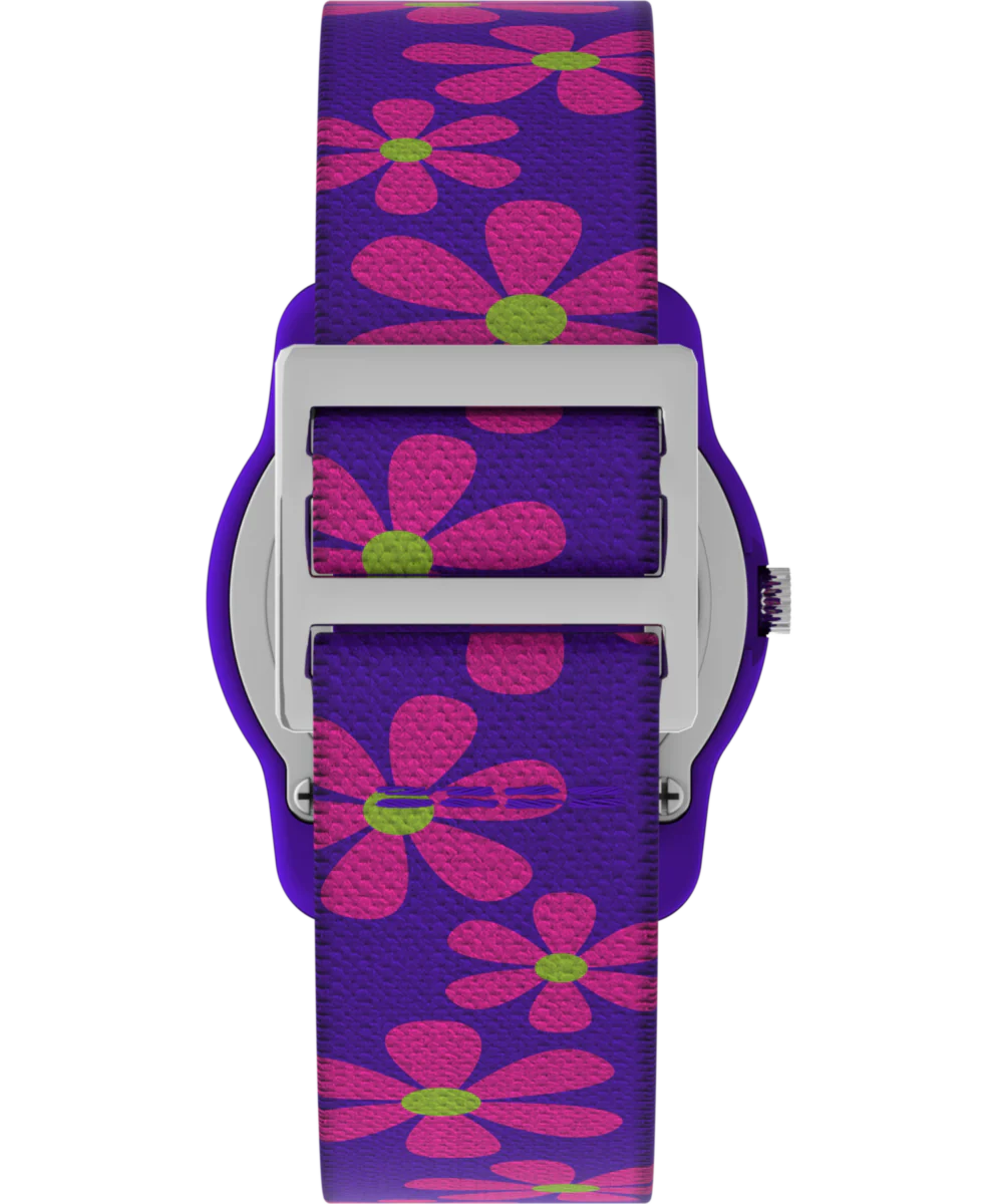 TIMEX TIME MACHINES® 29mm Purple Floral Elastic Fabric Kids Watch - Image 3