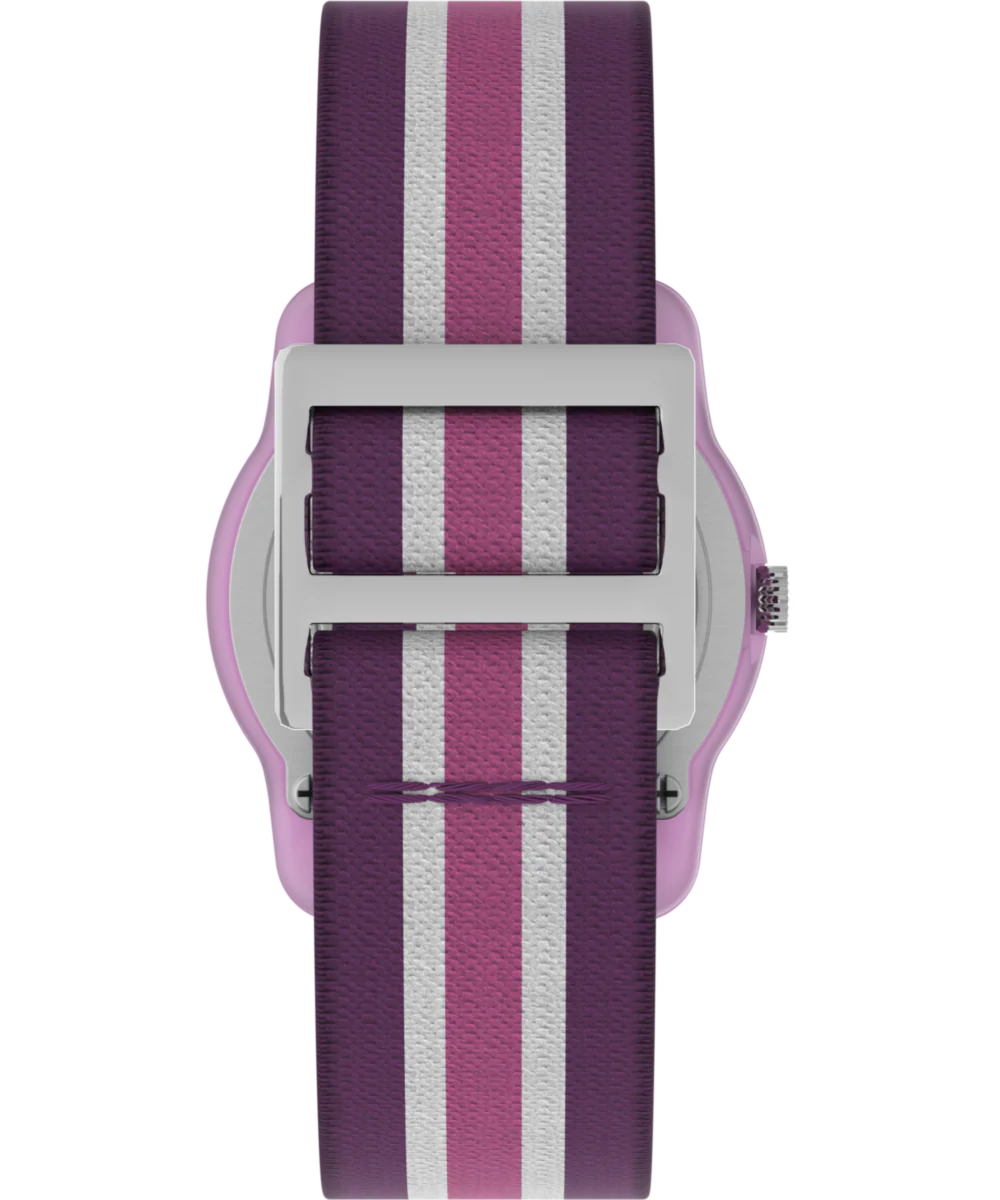 TIMEX TIME MACHINES® 29mm Purple Stripe Elastic Fabric Kids Watch - Image 3