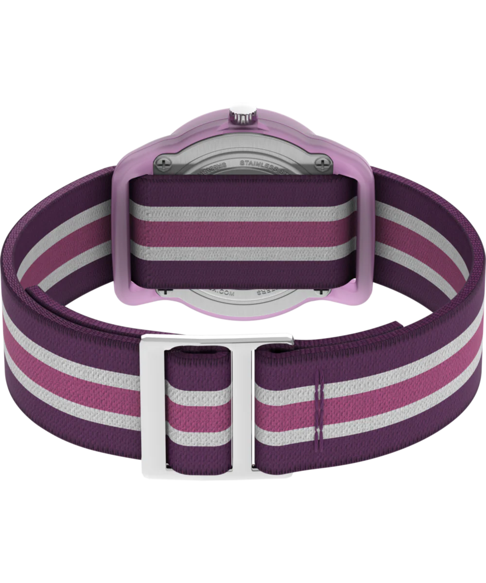 TIMEX TIME MACHINES® 29mm Purple Stripe Elastic Fabric Kids Watch - Image 5
