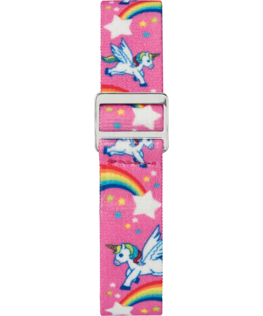 TIMEX TIME MACHINES® 29mm Rainbow Unicorn Pink Elastic Fabric Kids Watch - Image 3